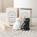 Set of 24 White & Black Lucky Cat Charms in a Box